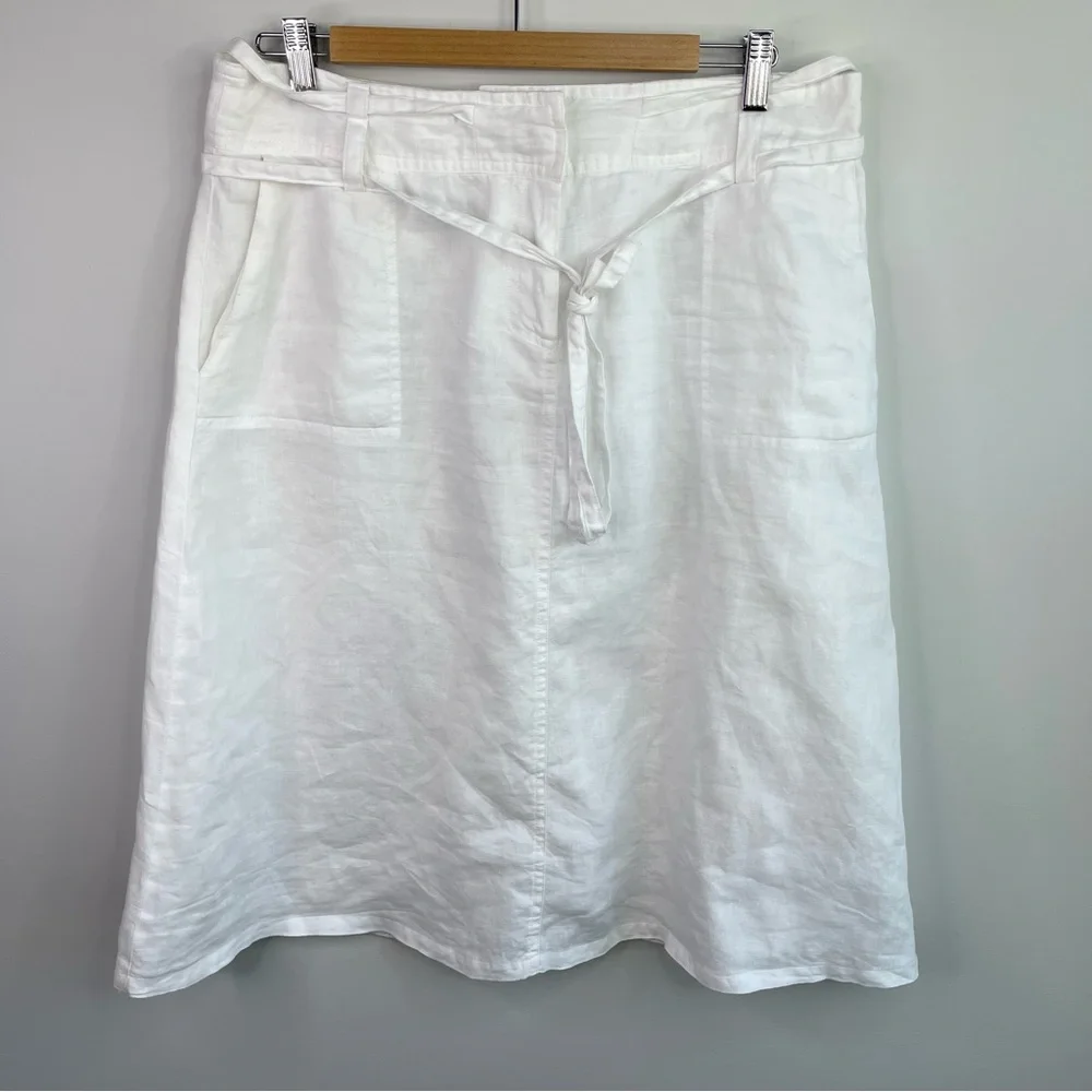 Saint Tropez West White Linen Skirt Size 12 - Picture 1 of 9